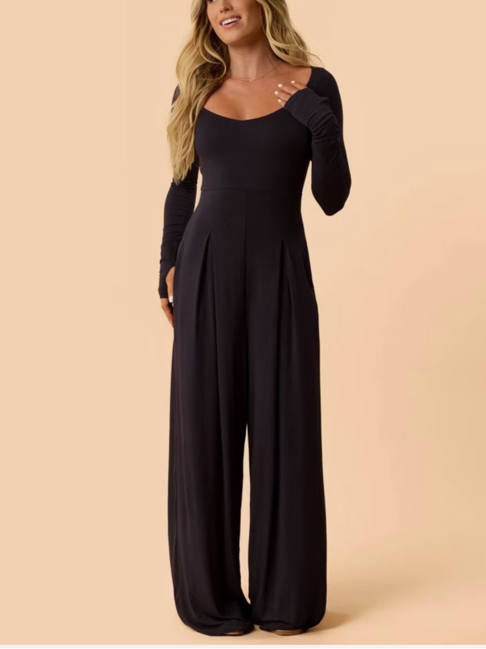 Blogilates Sweetheart Wide-Leg Jumpsuit - Jet Black